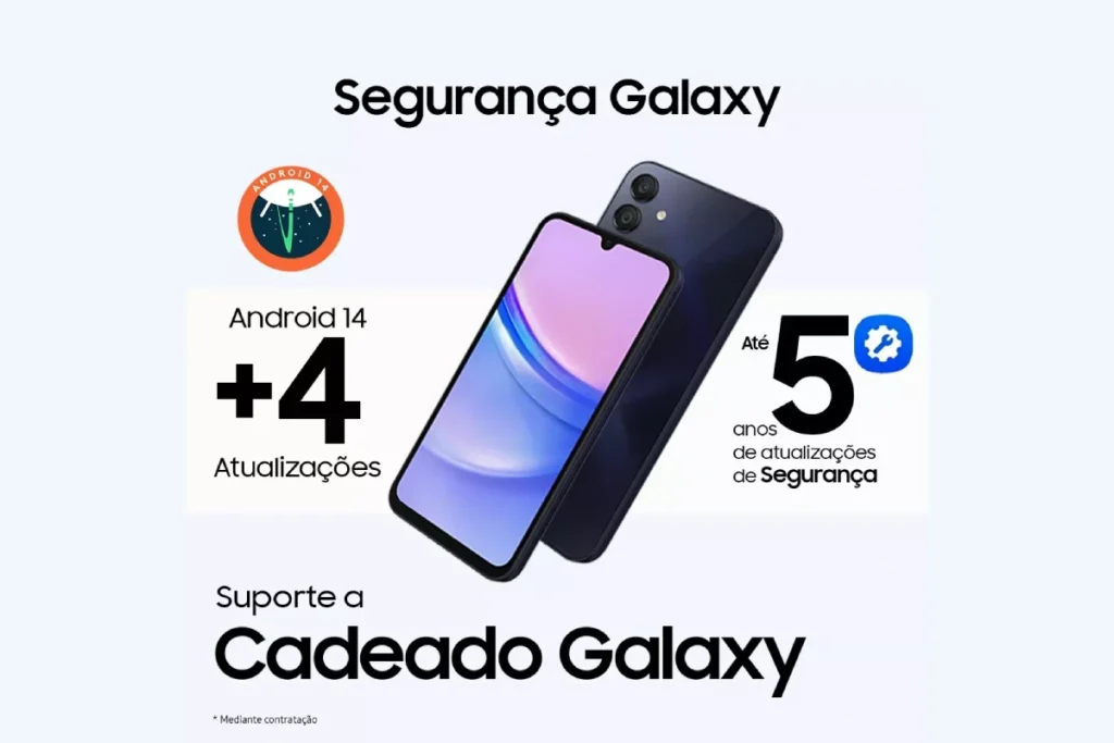 Informações de segurança e atualizações desse smartphone da Samsung.