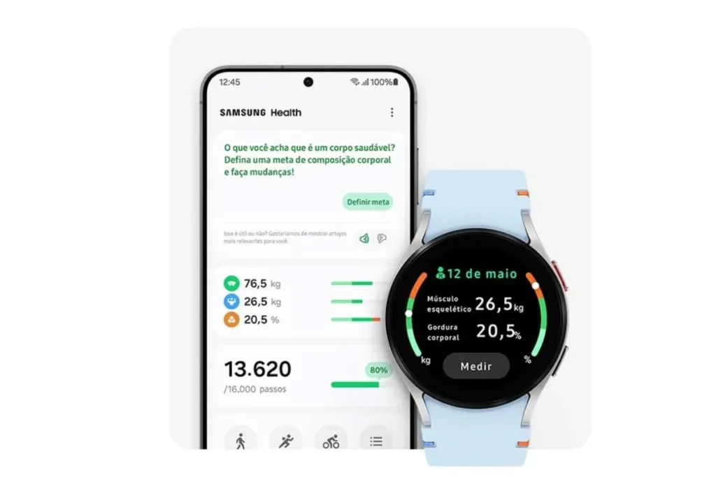 Recursos de Saúde e Bem estar desse Smartwatch da Samsung.