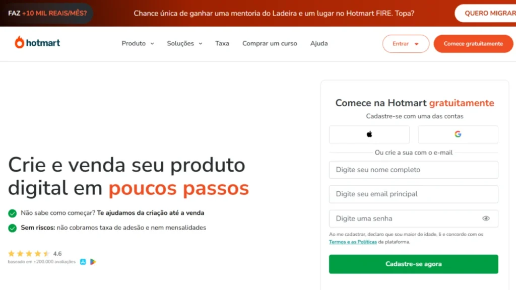 Plataforma de venda de cursos online Hotmart.